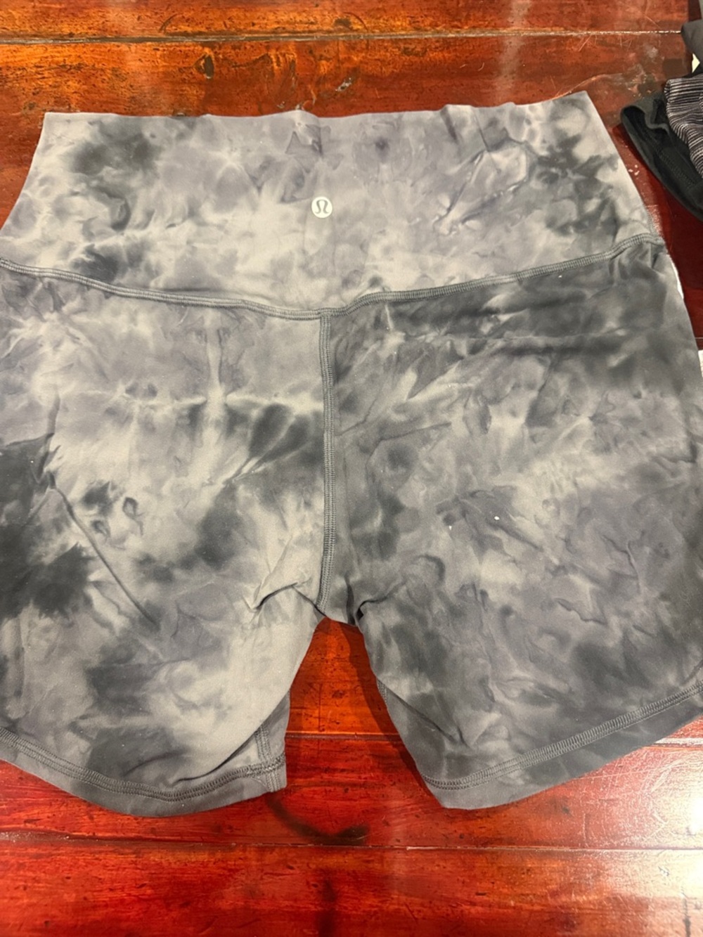 lululemon athletica Black and Gray Tie-Dye Bike Shorts
